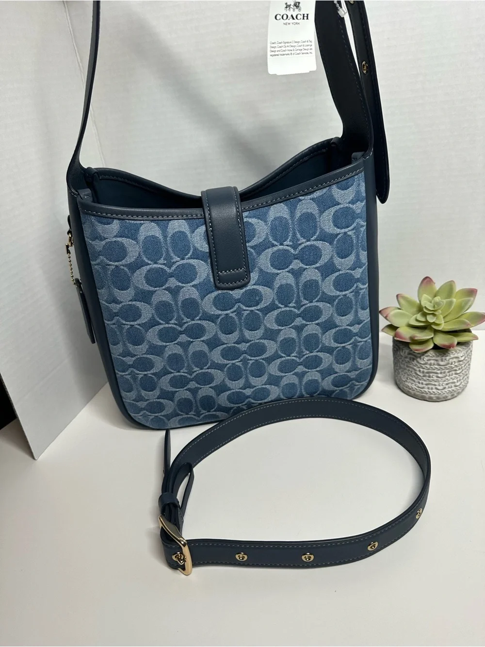 Coach Denim Signature Shoulder Bag in Blue